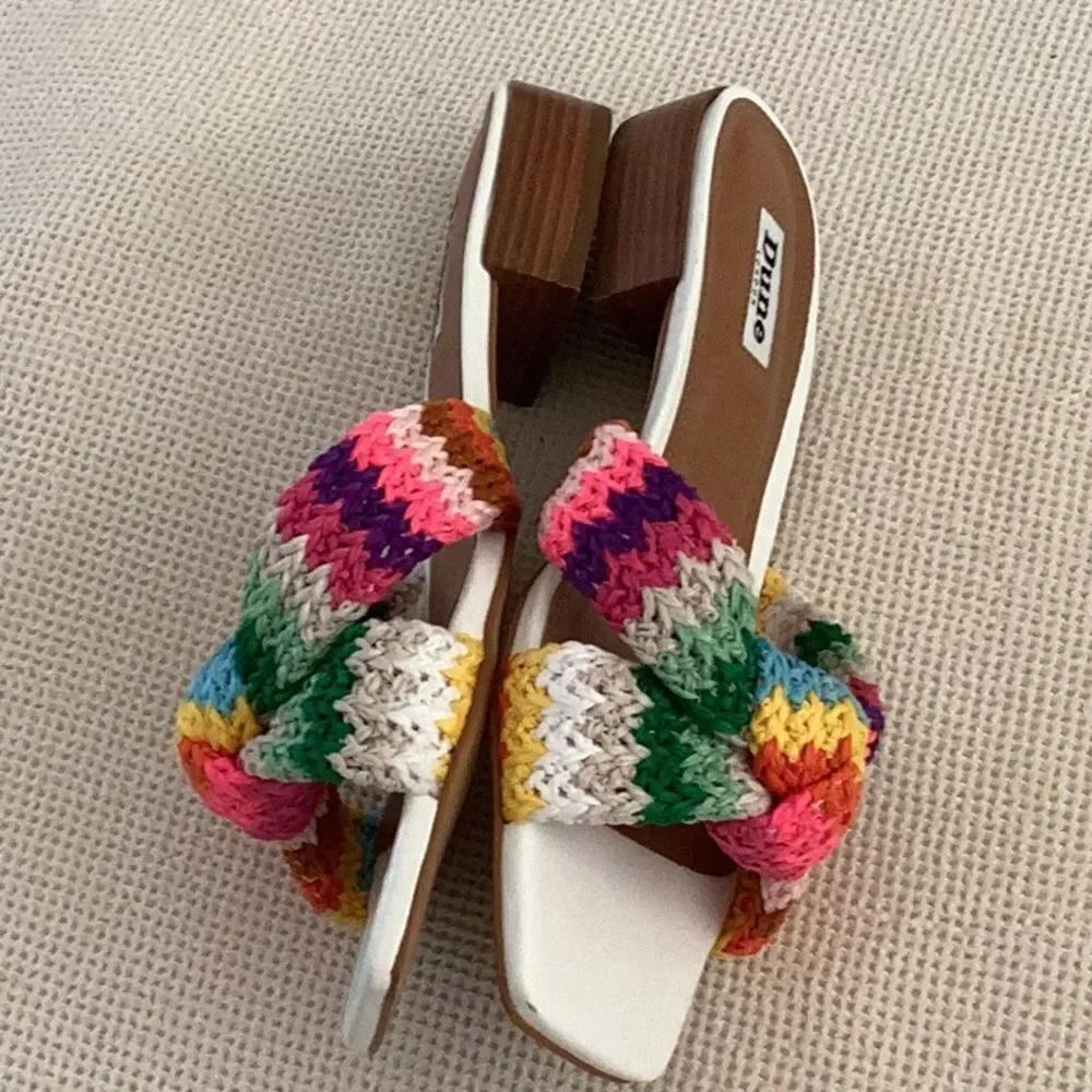 DUNE London Women’s Laize Sandal, Multi Color, size EU39/US9, NWOT minor flaws
